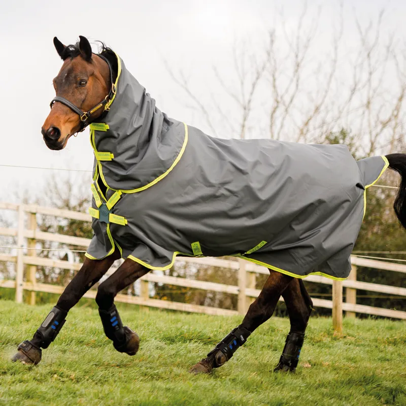 Horseware Amigo Hero 900 Plus Turnout Rug with Disc Front Closure 100g - Grey/Lime/Green and Lime